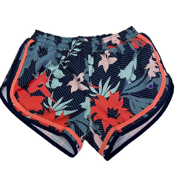 Champion women's size S running athletic shorts with liner tropical print navy - Picture 1 of 10